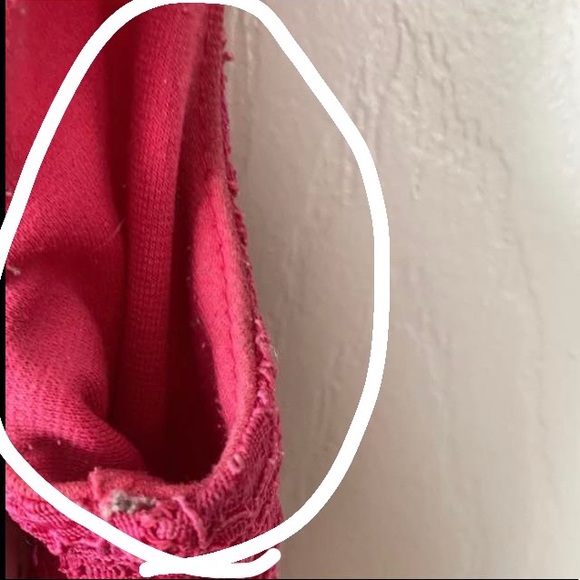 Forever 21 deep pink fitted crewneck peplum Lacy blouse top shirt cap sleeves S - Picture 8 of 17